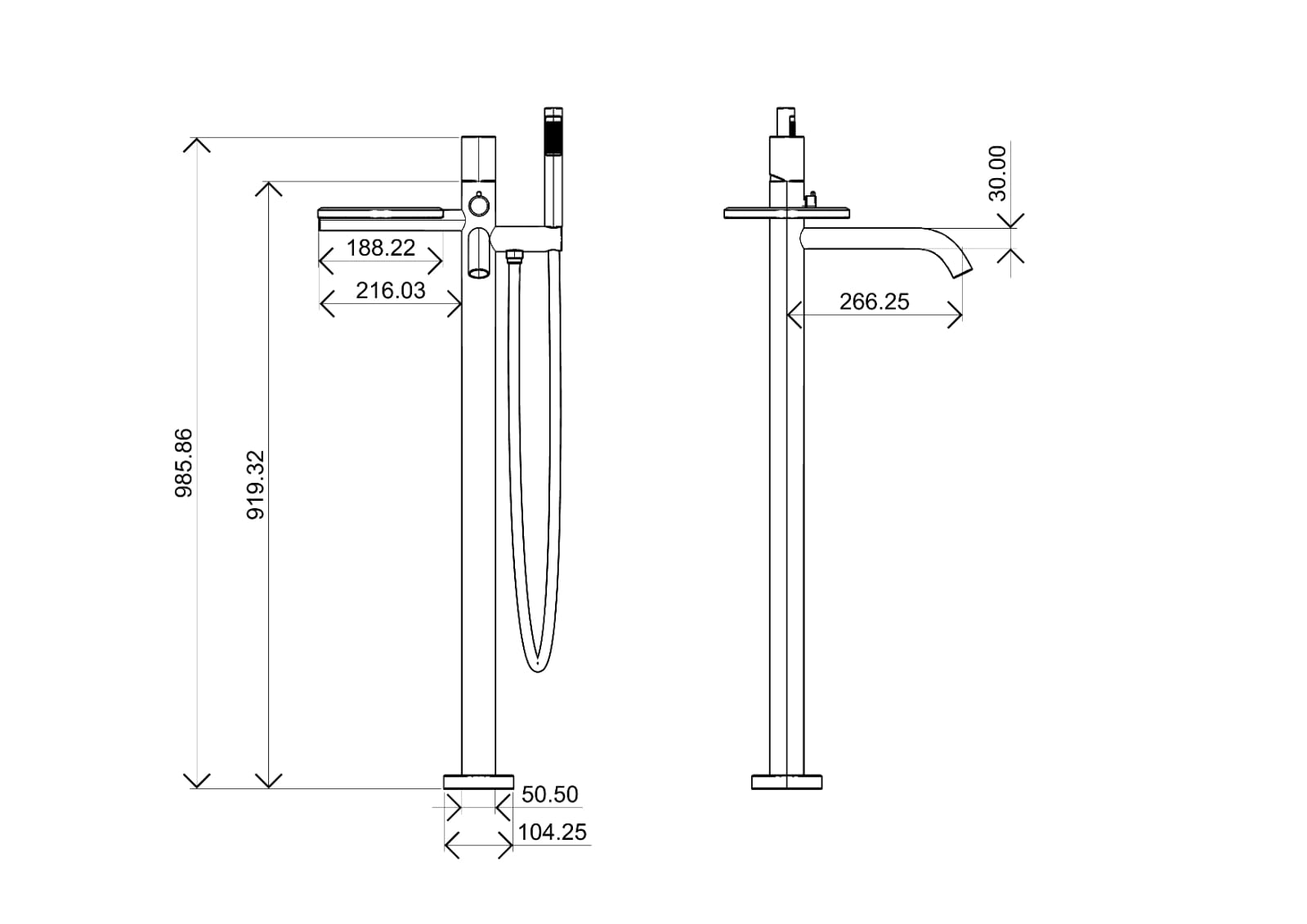 Смеситель stick напольный matt gold linea