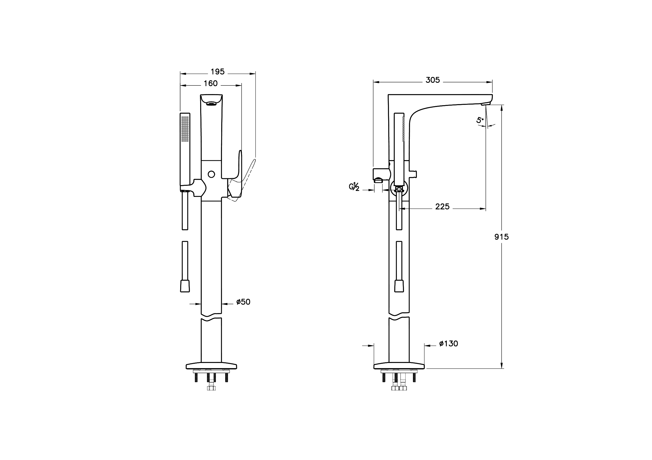 Напольный смеситель root round, золото
