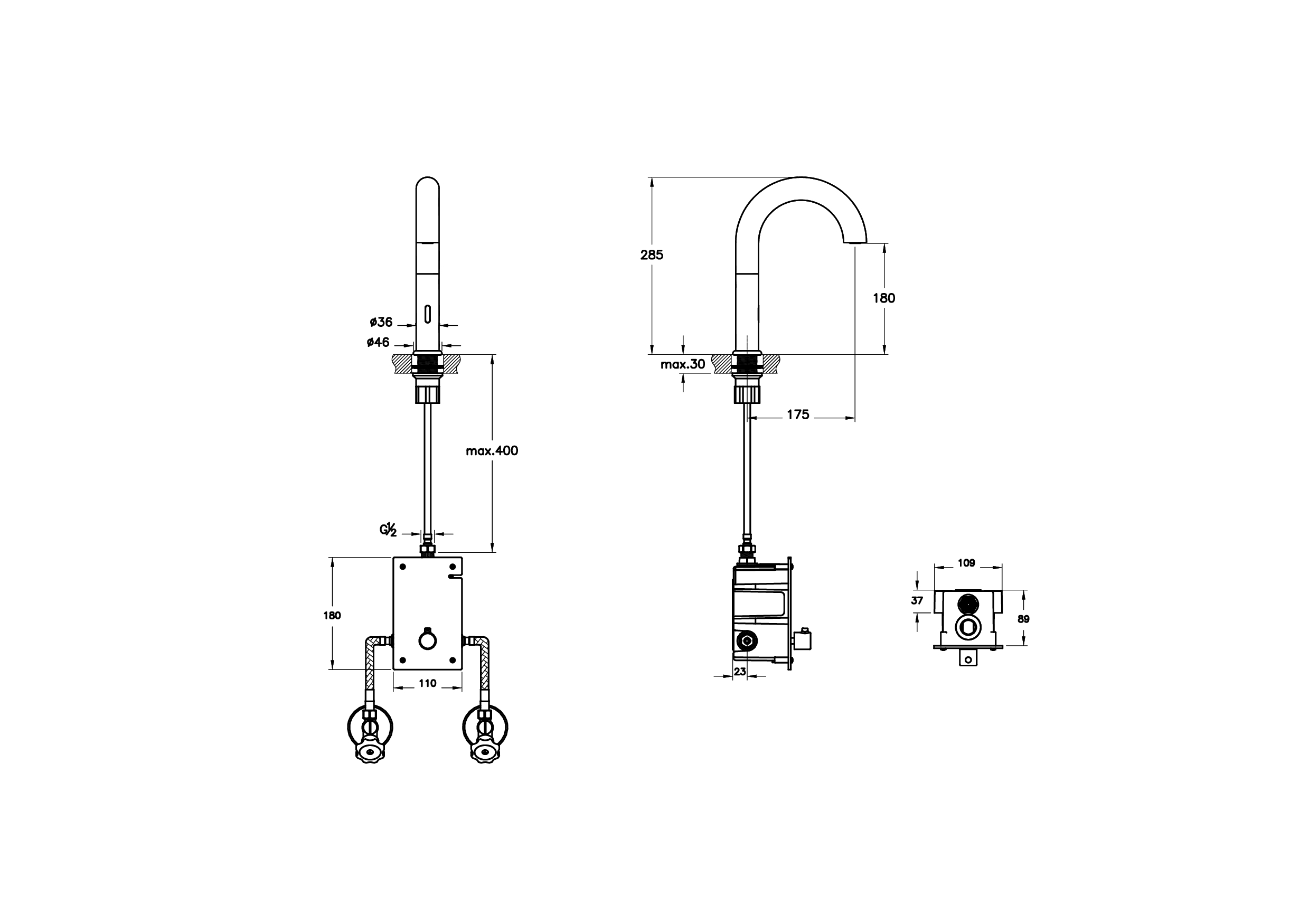 Сенсорный смеситель для раковины liquid (питание от батареи), черный глянцевый
