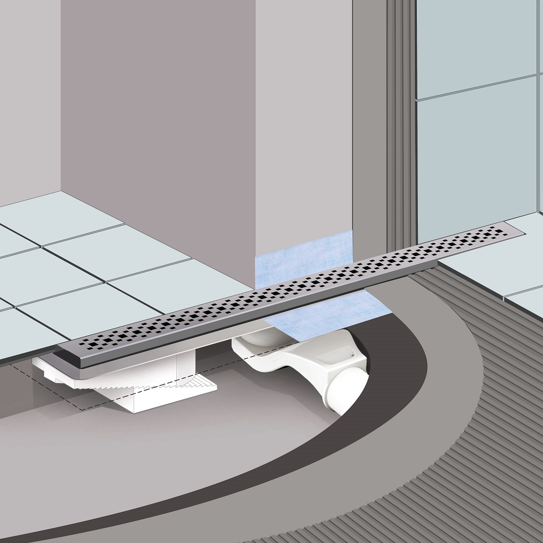 Желоб berges водосток c1 brise 400, матовый хром, s-сифон d50 h60 боковой
