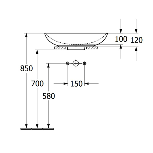 Loop & Friends Раковина для установки на столешницу, 560 x 380 x 120 mm, Черный матовый, без переливом (овал) без донного клапана  (замена 51510001)