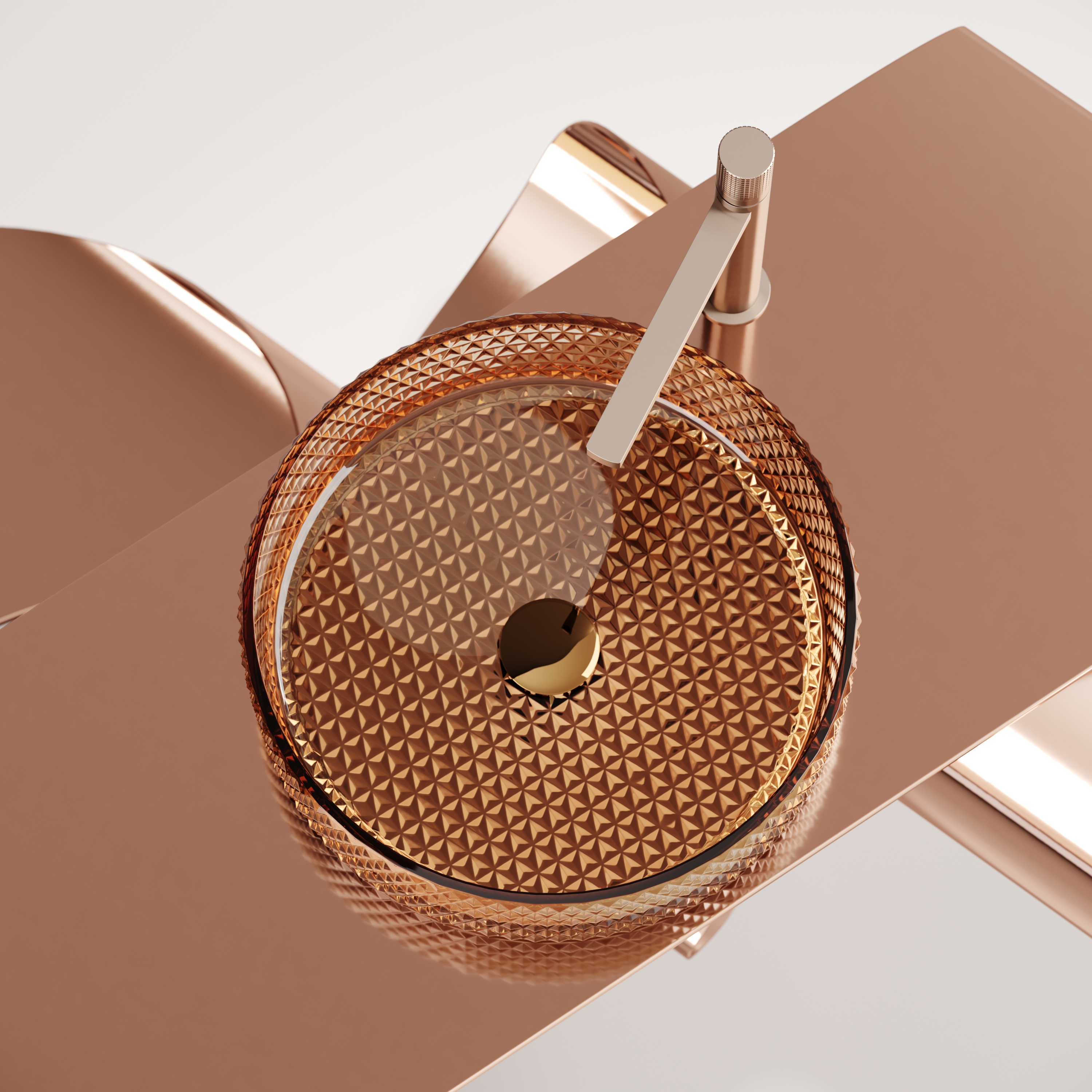 Умывальник чаша накладная круглая (цвет бежевый) cristal 360x360x112мм