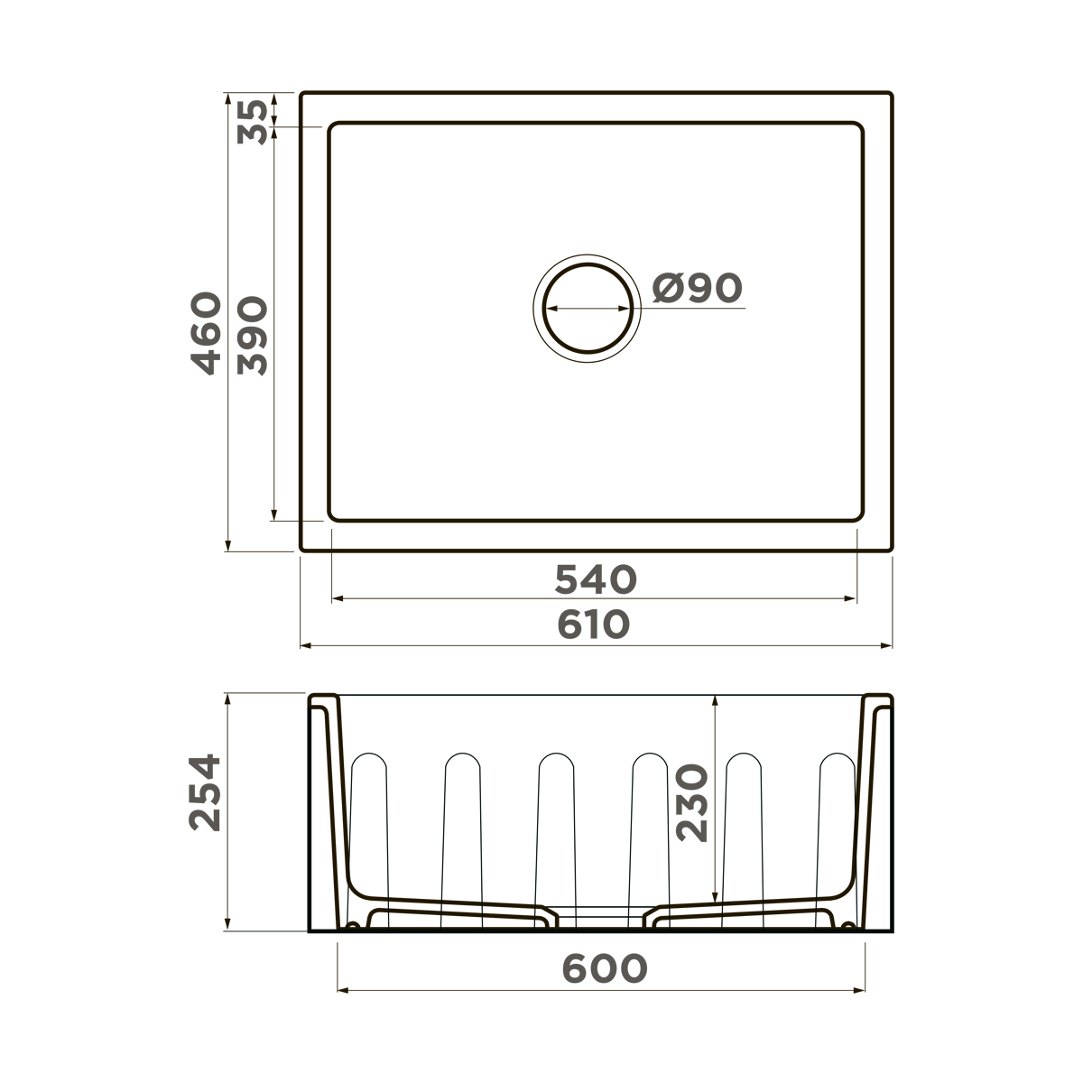 Кухонная мойка omoikiri mikura 61-wh glossy natceramic/белый глянцевый 610 x 460 x 254
