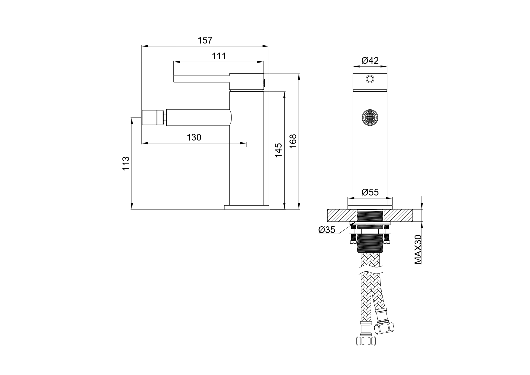 Смеситель для биде wonzon & woghand stick, хром (ww-88339017-cr)