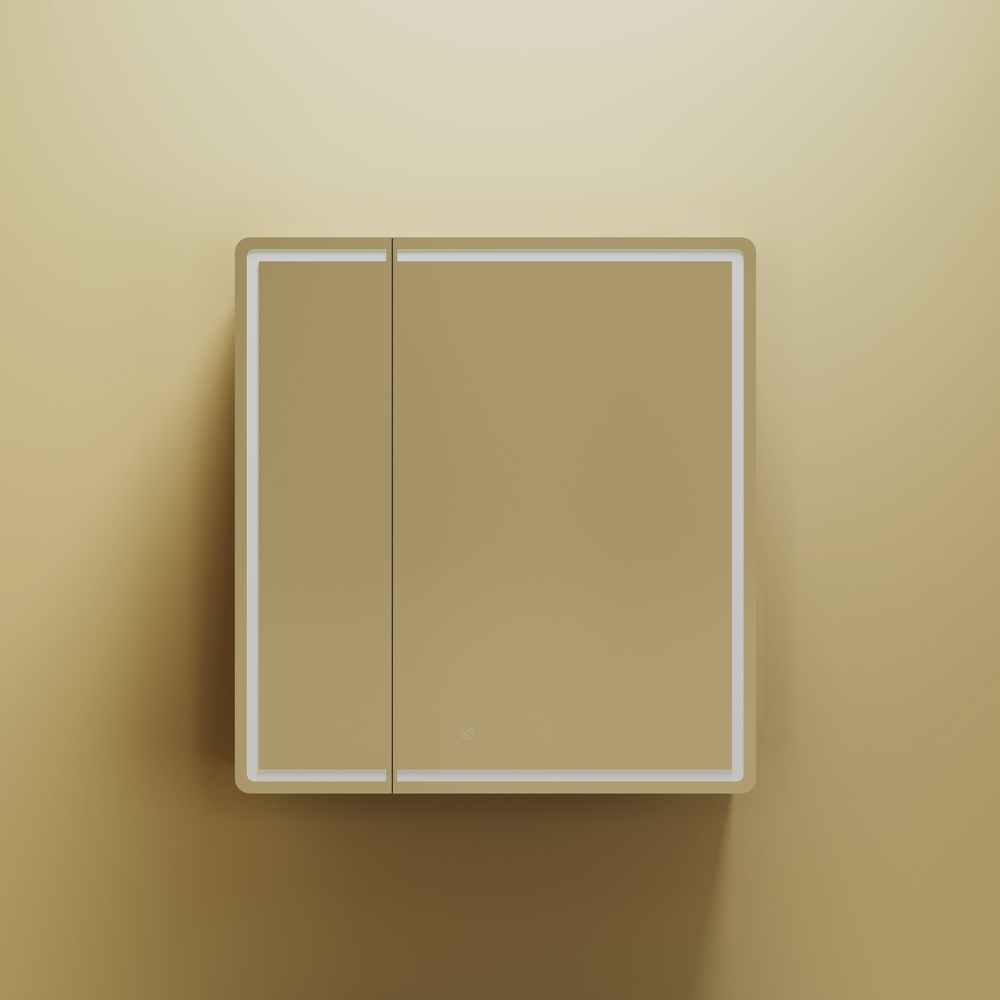 Зеркальный шкаф для ванной комнаты sancos mirror 690x150х740 мм, с led подсветкой, цвет дуб чарльстон, с розеткой, арт. mi70ech