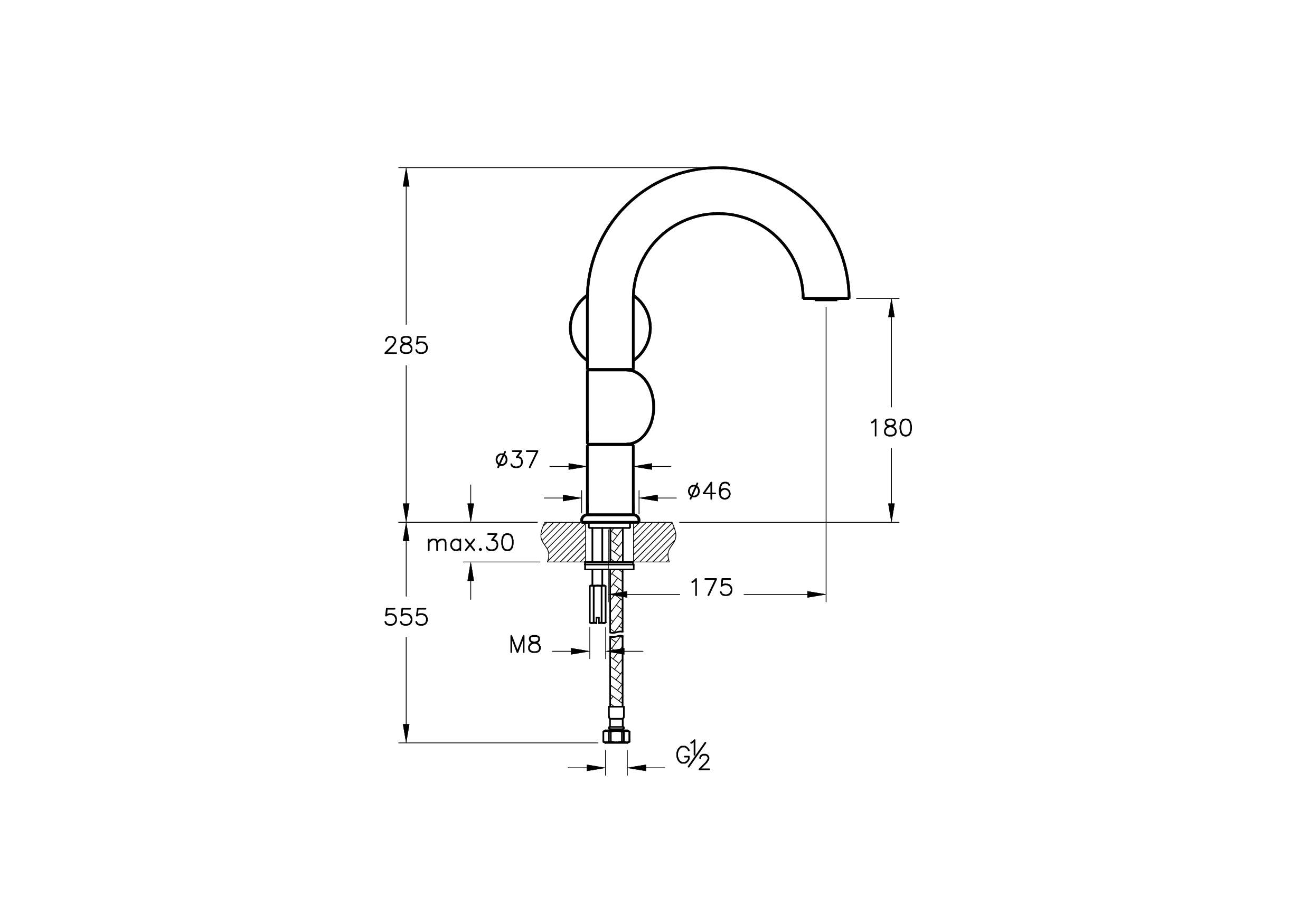 Смеситель для раковины liquid правосторонний, хром