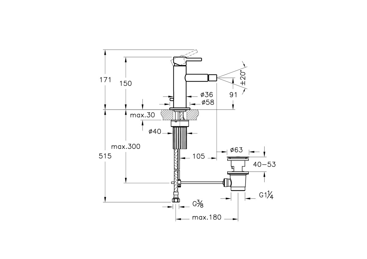 Смеситель для биде VitrA Origin A4255936WTC однорычажный матовый черный латунь