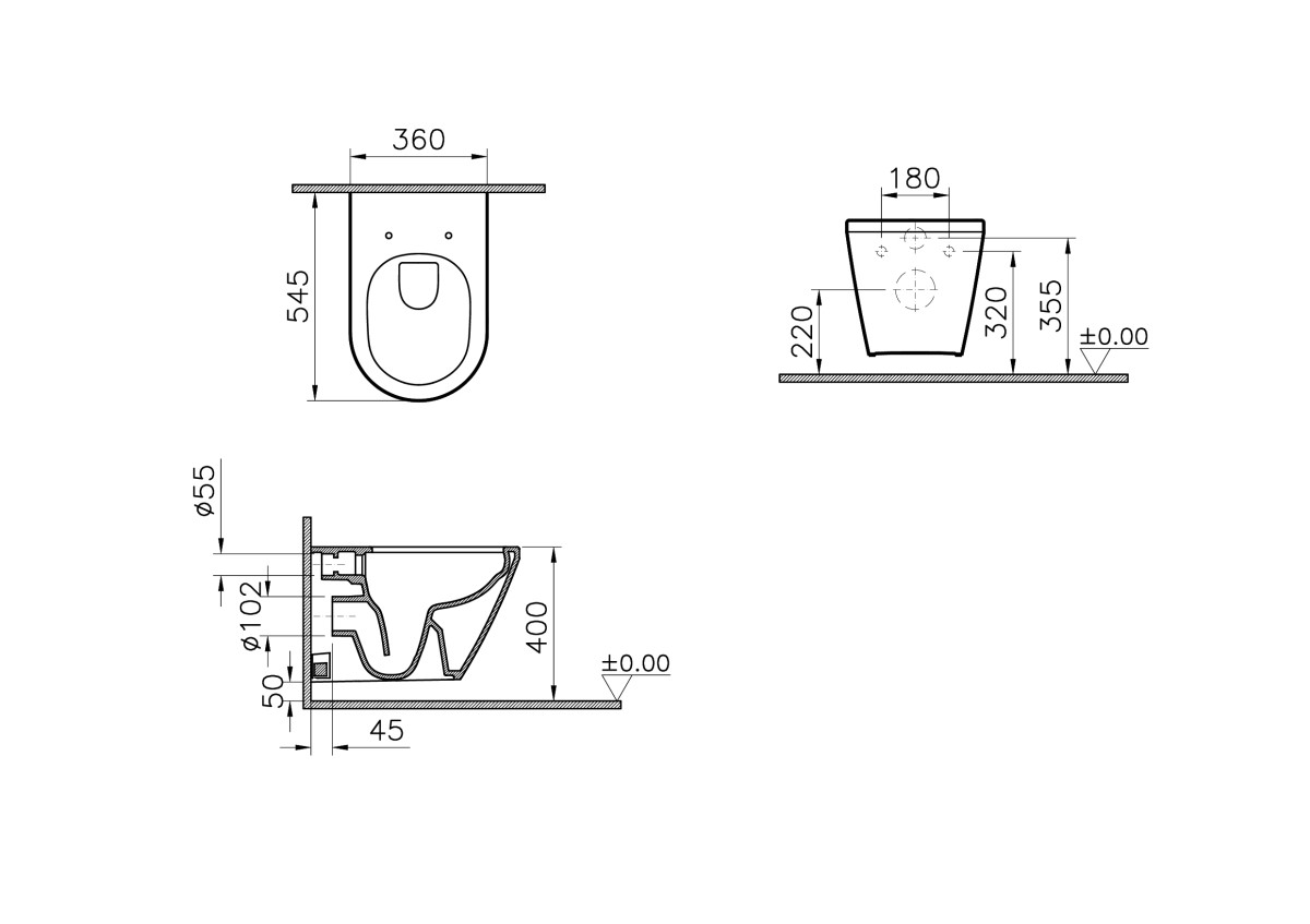 Подвесной унитаз VitrA Integra Round 7041B003-0075 безободковый Rim-ex белый санитарный фарфор антибактериальное покрытие Hygiene