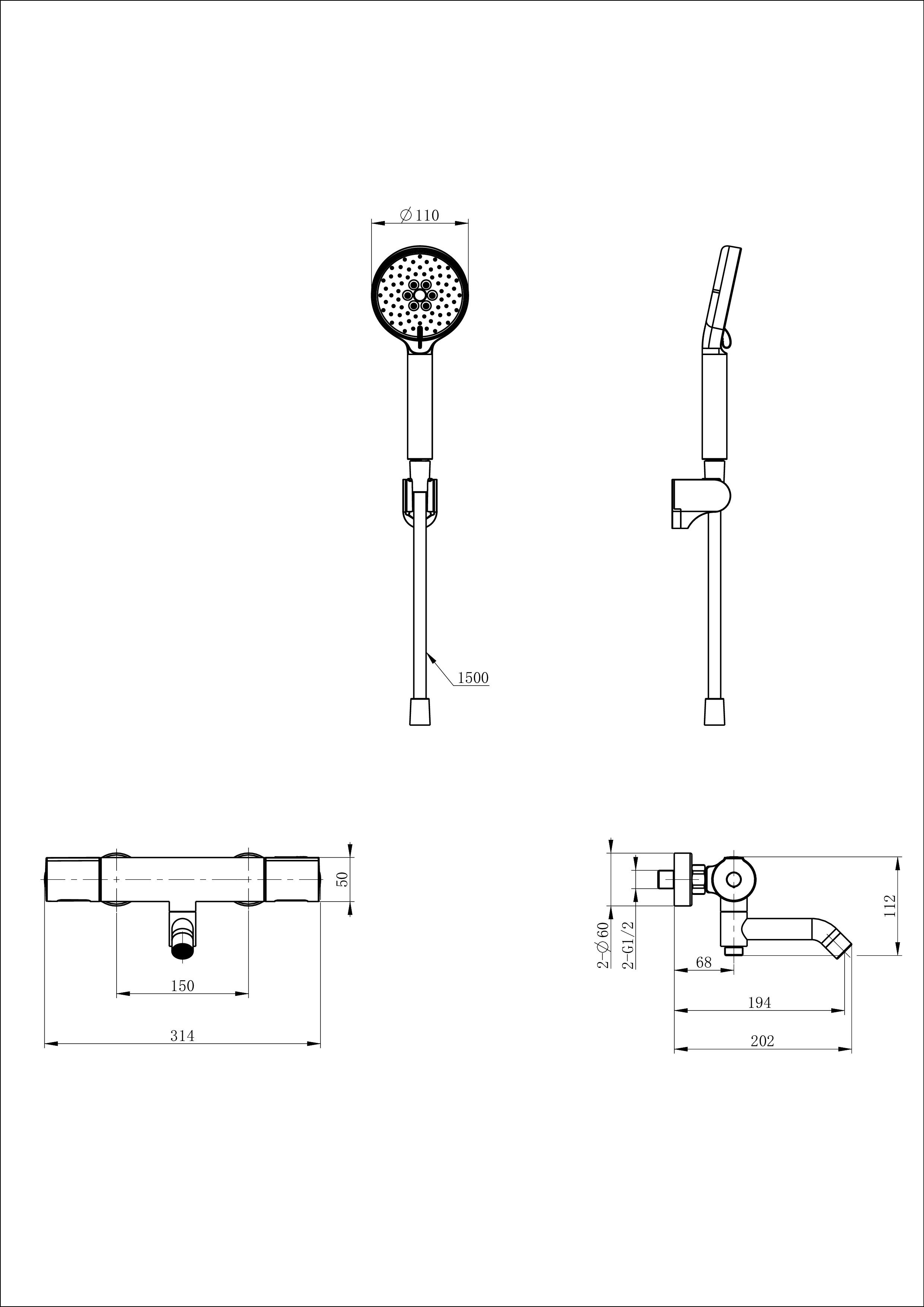 Смеситель для ванны с душем и термостатом wonzon & woghand inn 2, темный графит (ww-a2006-a1-bgg)