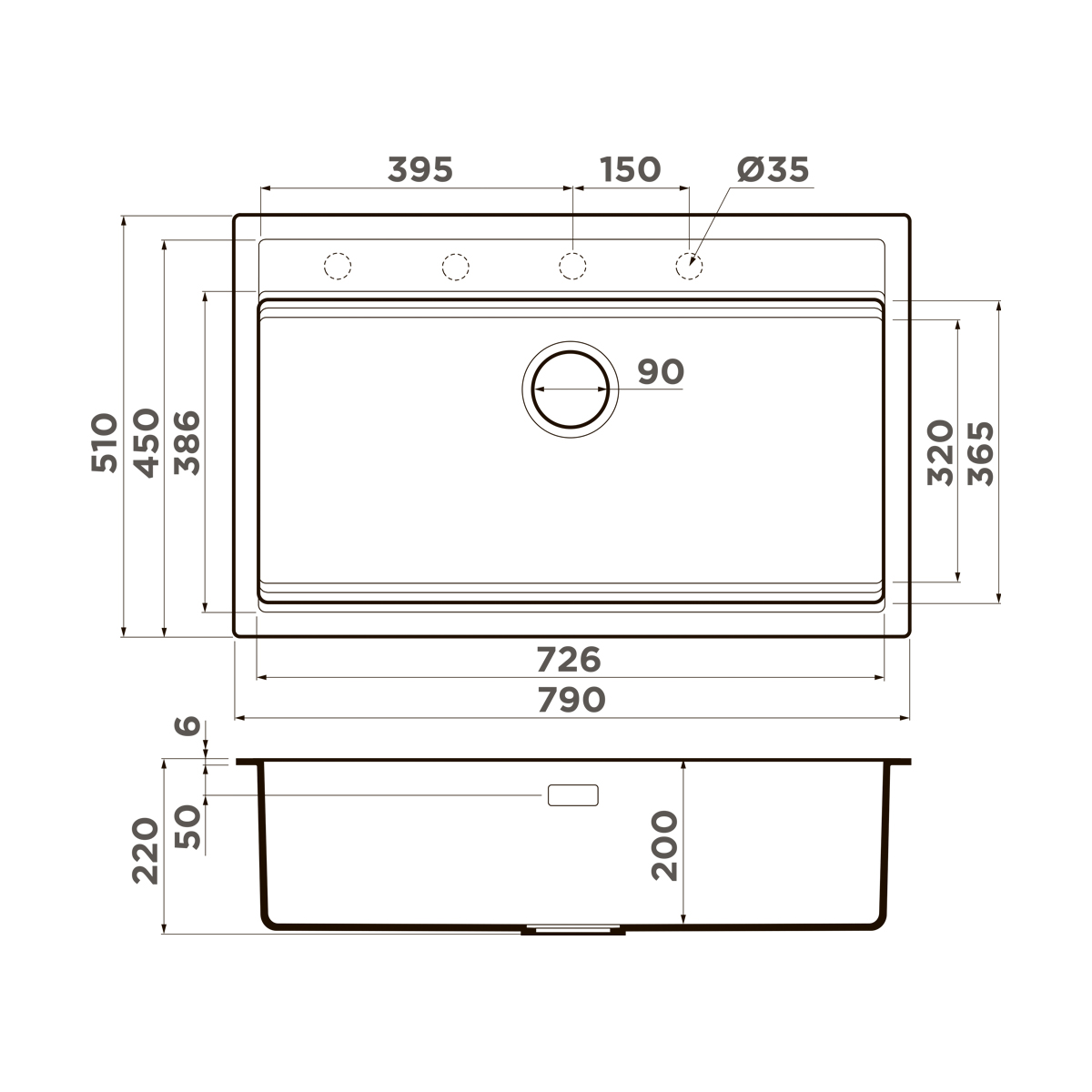 Кухонная мойка omoikiri kitagawa 79-lb-wh artceramic/белый 790 x 510 x 220