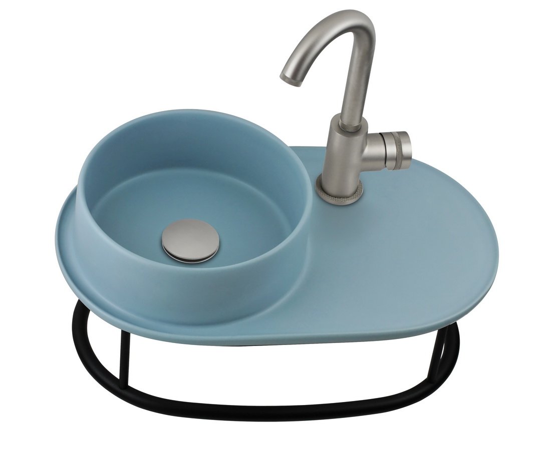 Раковина подвесная aet curvy на структуре, 50*30 см., с 1-м отверстием под смеситель, чаша справа, цвет пастельно синий матовый l503torsv0141