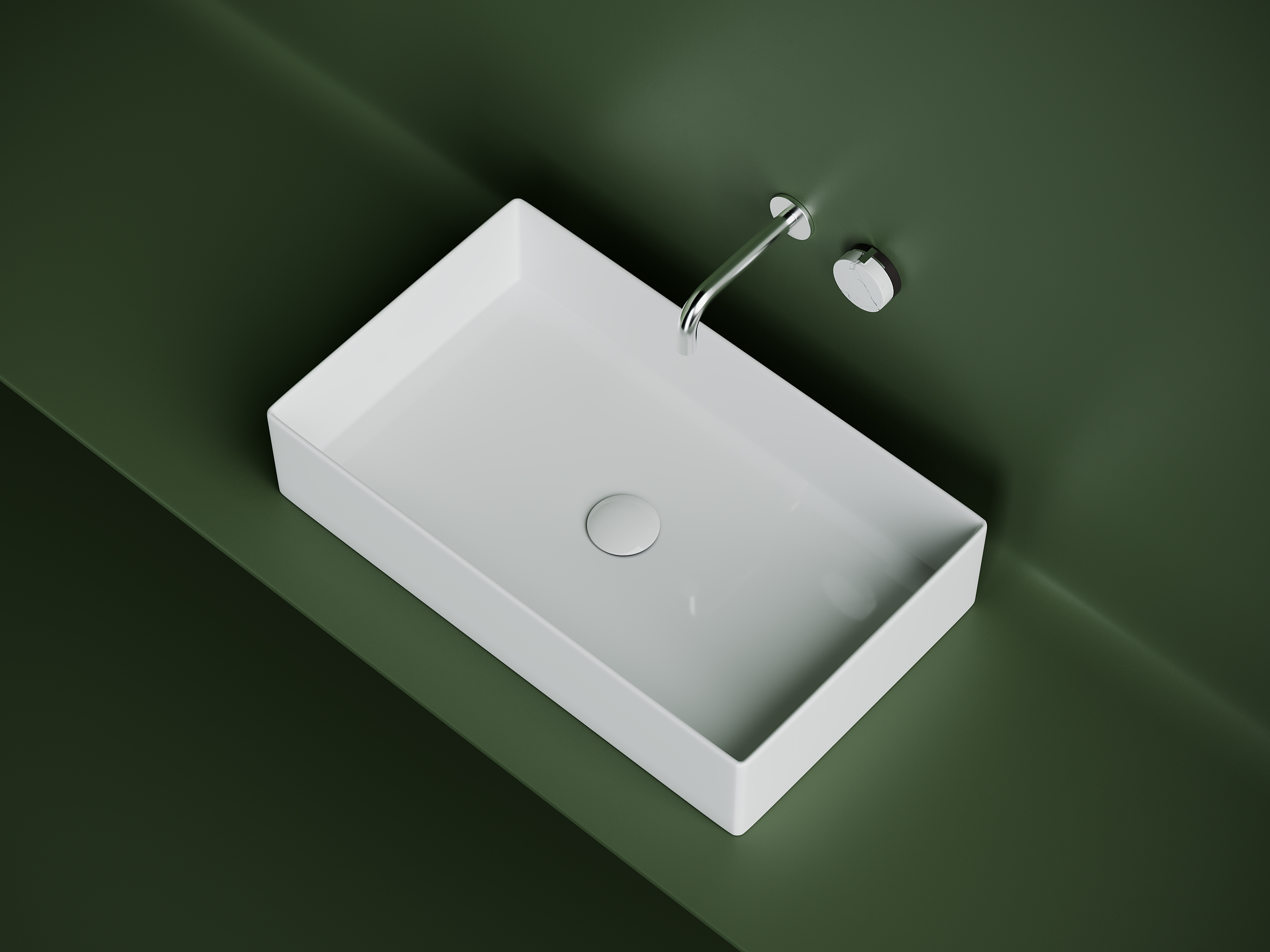 Раковина накладная прямоугольная 601x361x130, цвет белый, арт. cn6070