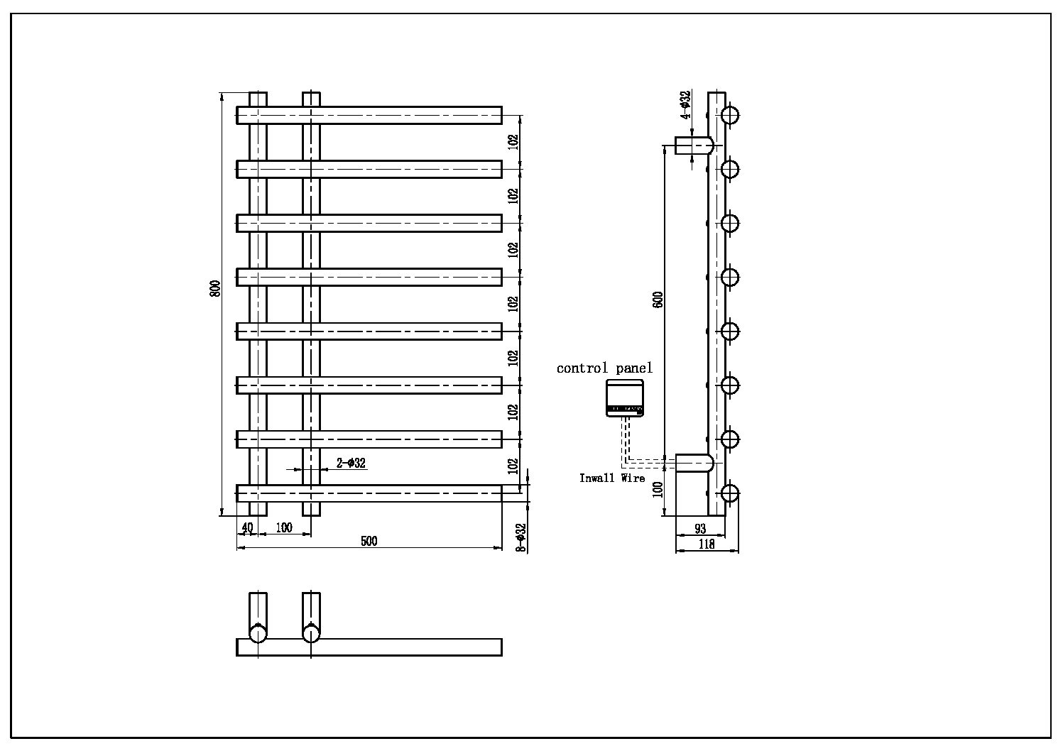 Полотенцесушитель электрический круглый сухой gun metal 500 x 118 x 800 мм. 722-gm boheme