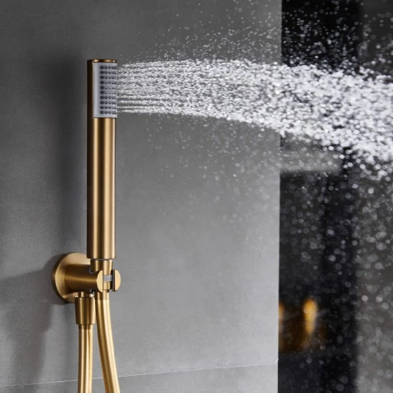 Смеситель для душа скрытого монтажа готовый комплект верхний душ ø25cм imex monza gpm039/oc brushed gold pvd