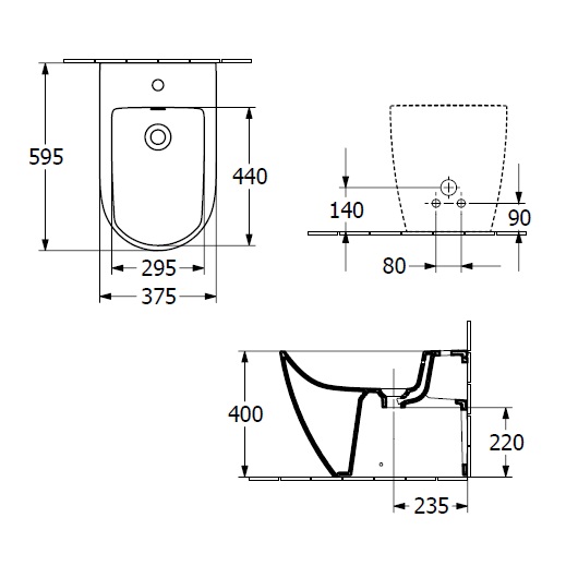 Subway 3.0 Биде, напольное 370 x 600 mm, Альпийский белый