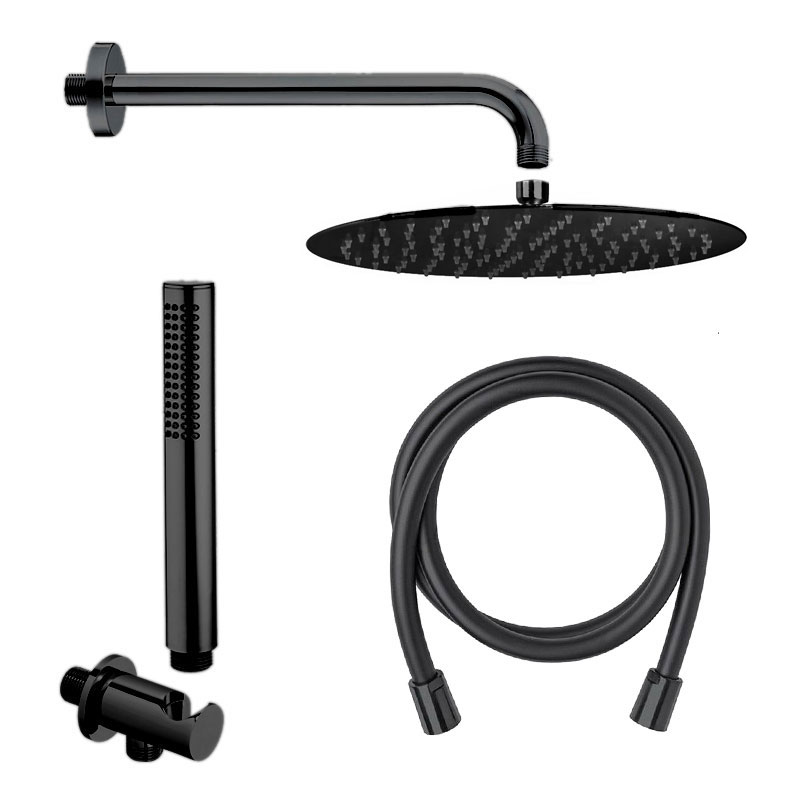 Giulini futuro fkd0525xno комплект для душа, лейка диаметр ø 250 мм., цвет черный матовый