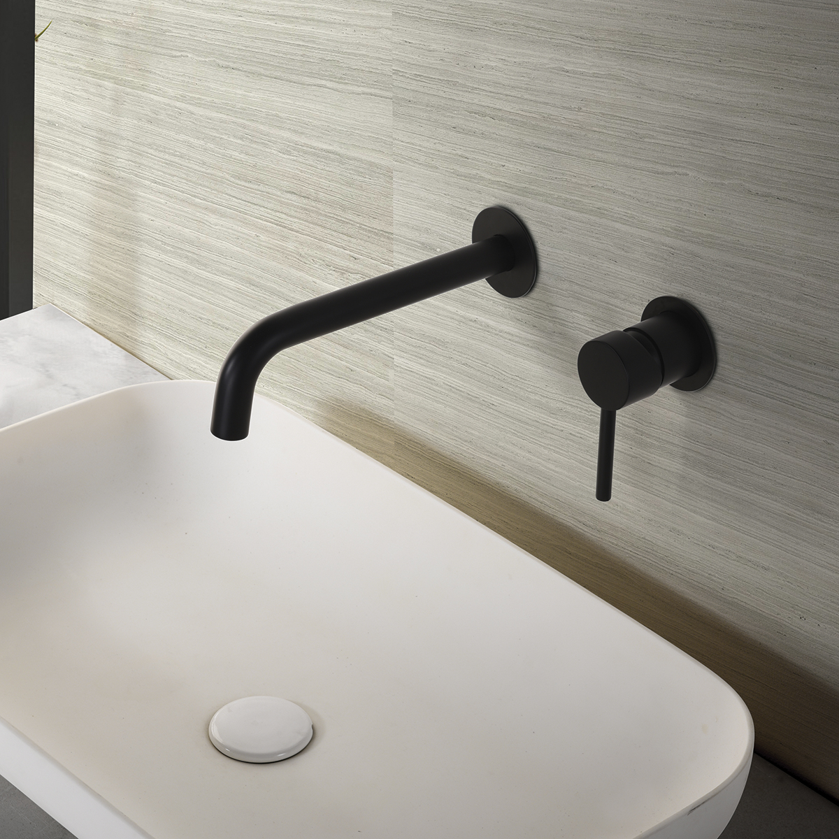 Смеситель для раковины настенный скрытая часть в комплекте imex etna glt023/ng matt black