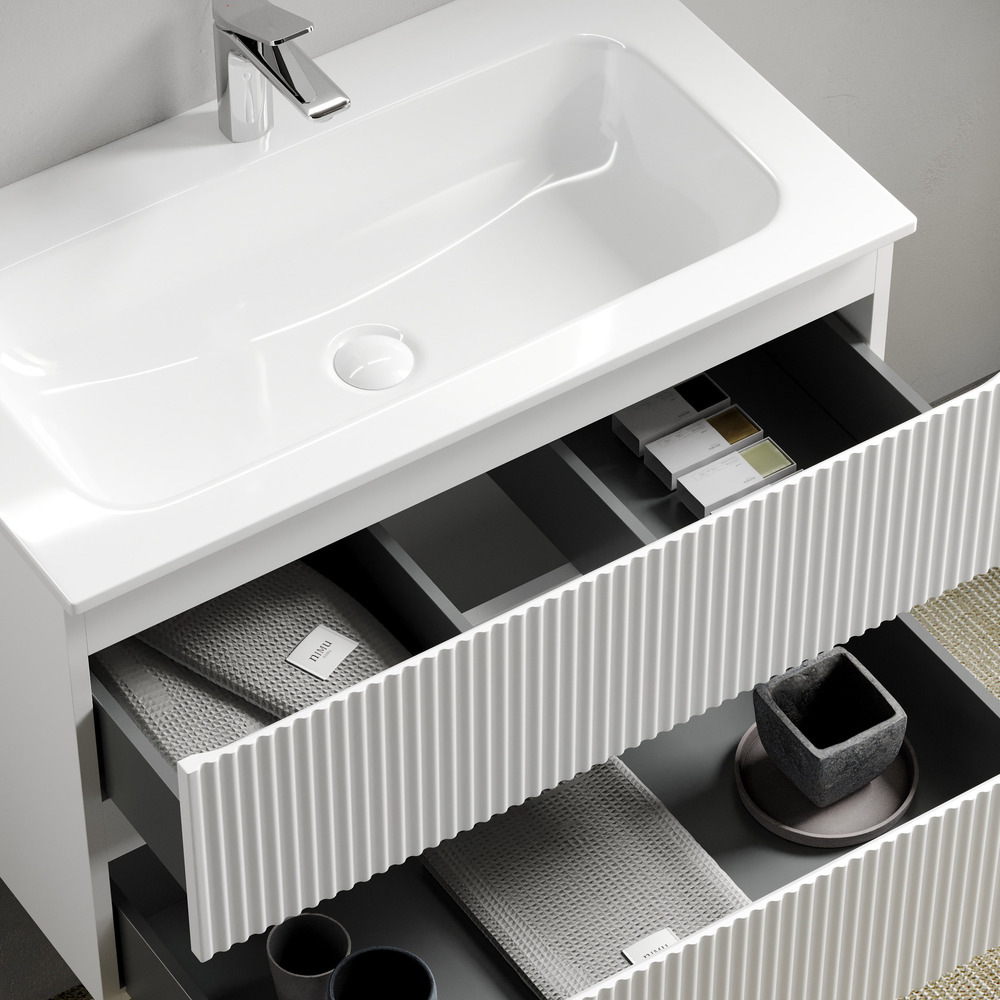 Тумба подвесная sancos snob r 590х445х500, c двумя ящиками оснащенными доводчиками, bianco, арт.snr60w