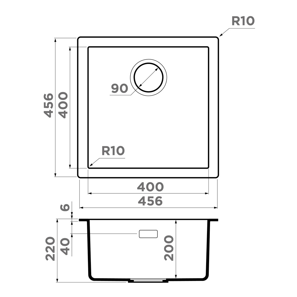 Кухонная мойка omoikiri yamakawa 45t-u/i-pl tetogranit/платина 456 x 456 x 200