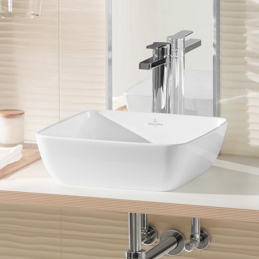 Раковина накладная artis ceramicplus 410x410 белый глянцевый villeroy&boch