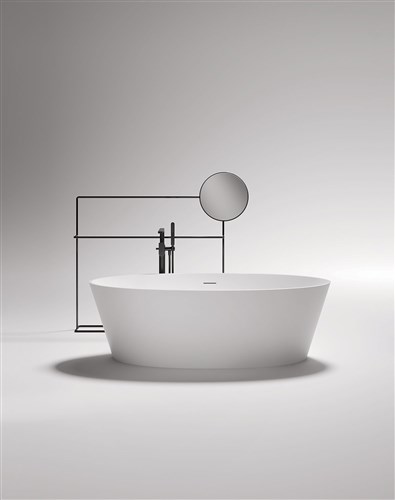 Ванна отдельностоящая искусственный камень 1750х800х550 со сливом-переливом белый глянцевый alma gruppo treesse