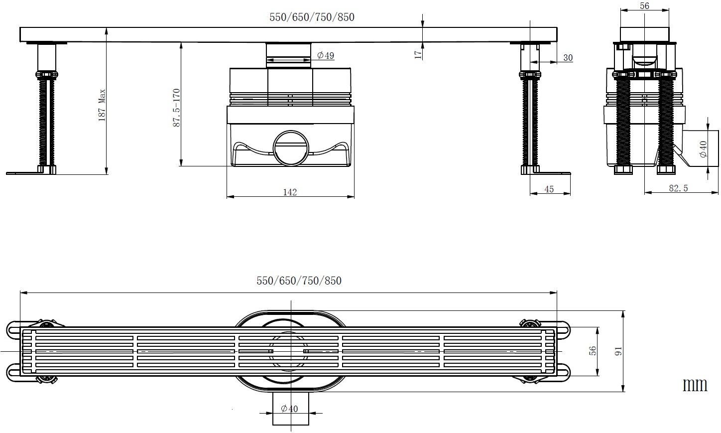Душевой лоток Allen Brau Reality 9.50031.31 550 черный матовый