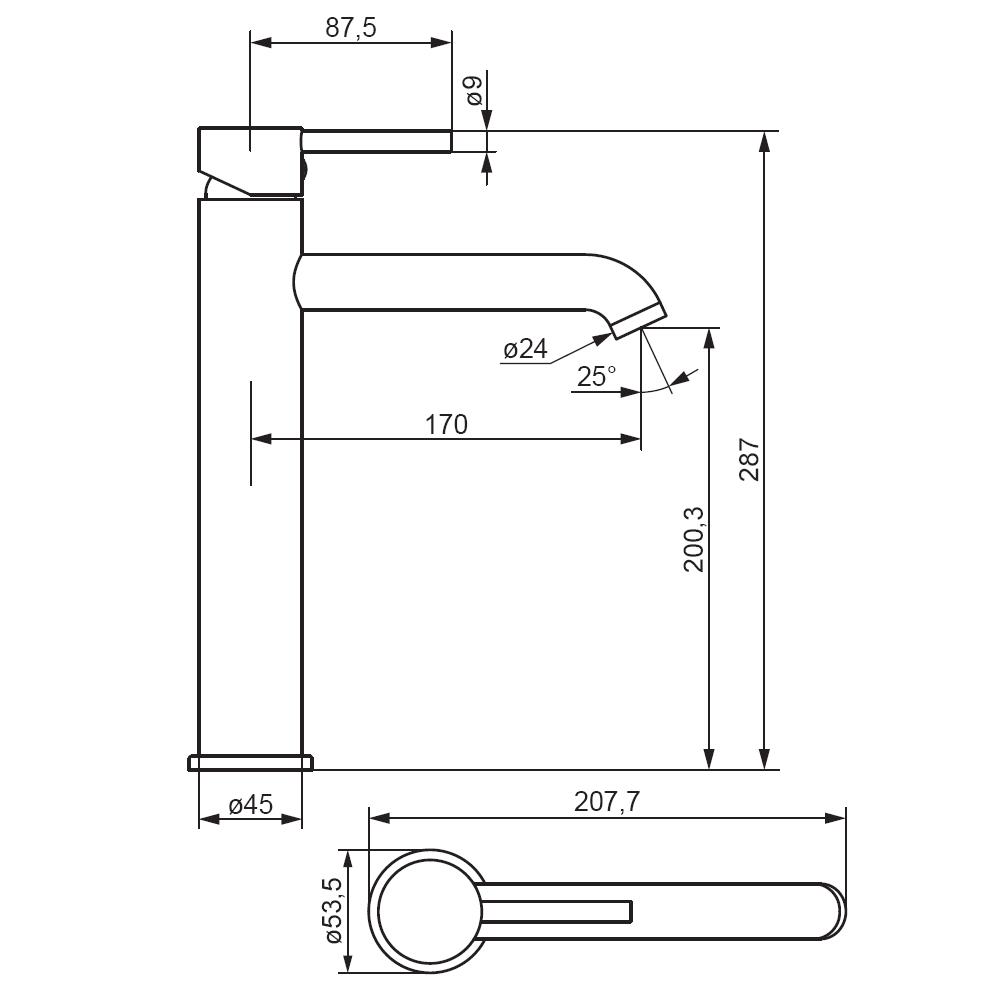360250300 Scandinavian Pure, смеситель для раковины высокий, чёрный