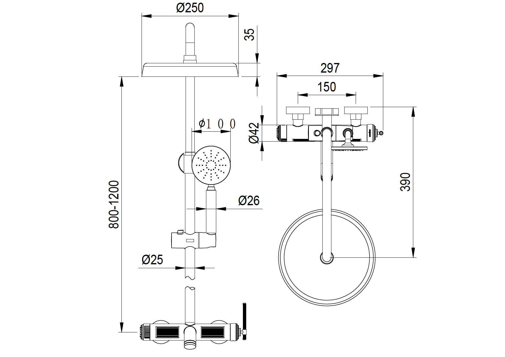 Стойка для душа boheme eterna bronze