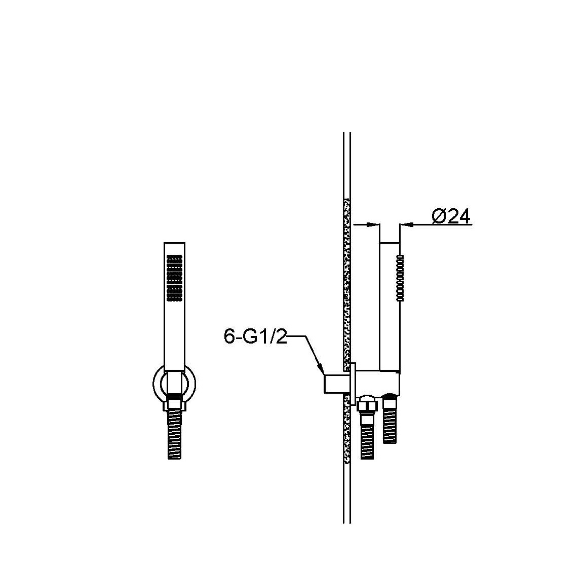Лейка ручная uno+держатель+шланг matt white
