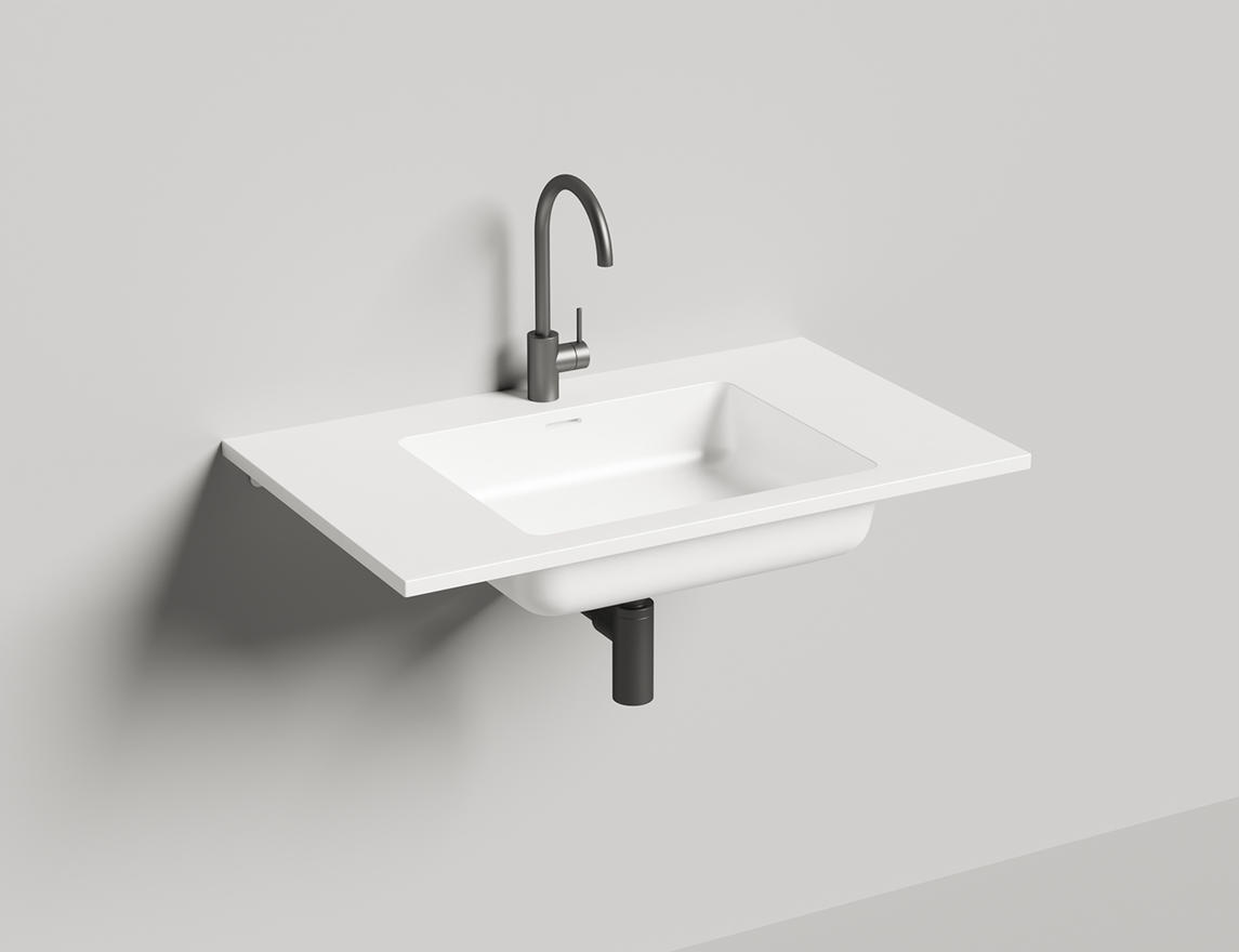 Раковина столешница onda матовая s-stone 800x500x163 цвет на выбор по ral полностью salini