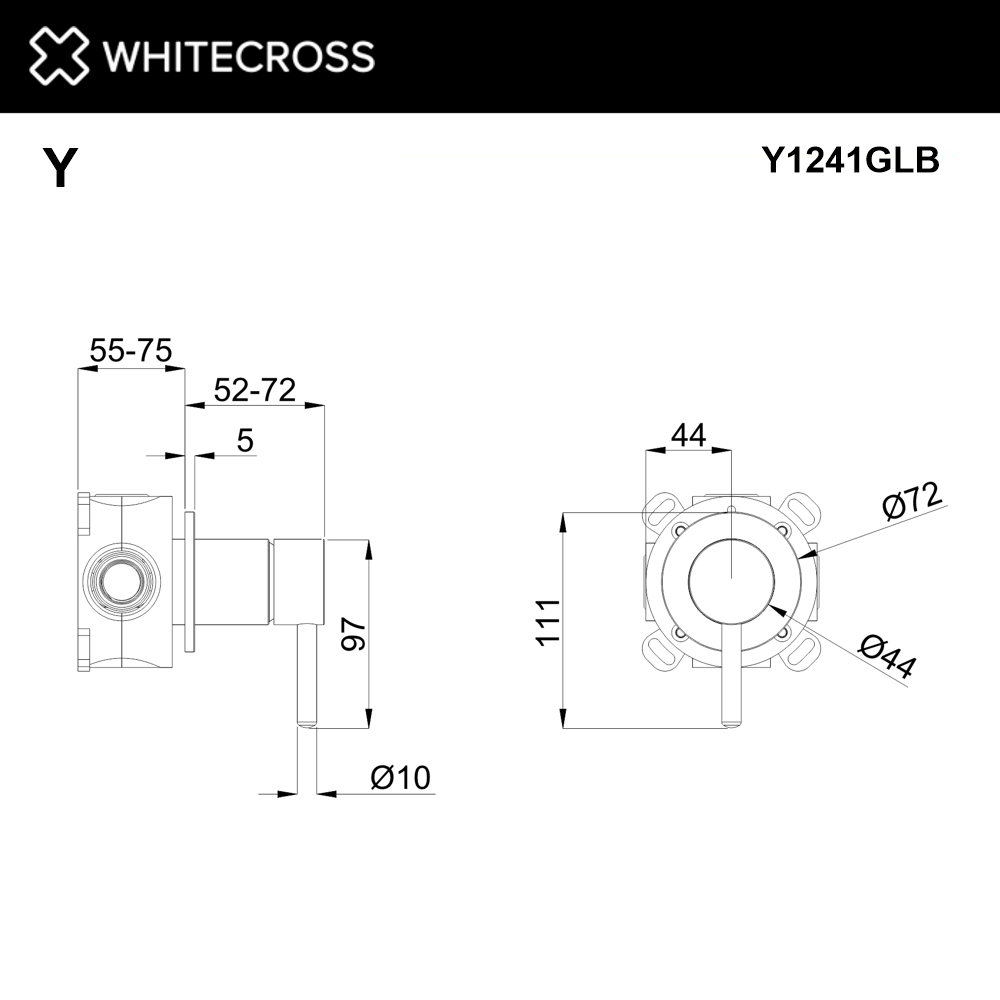 Смеситель скрытого монтажа на 1 потребитель whitecross y y1241glb (брашированное золото)