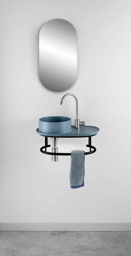 Раковина подвесная aet curvy на структуре, 50*30 см., с 1-м отверстием под смеситель, чаша справа, цвет пастельно синий матовый l503torsv0141