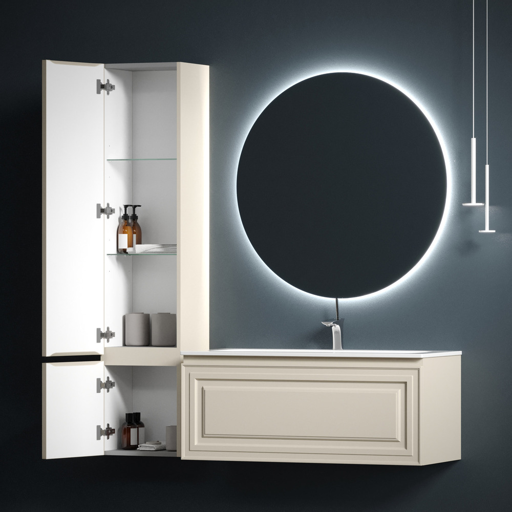Шкаф-пенал sancos very подвесной левый,  beige soft , 350х300х1600 мм, арт. pvr35lce