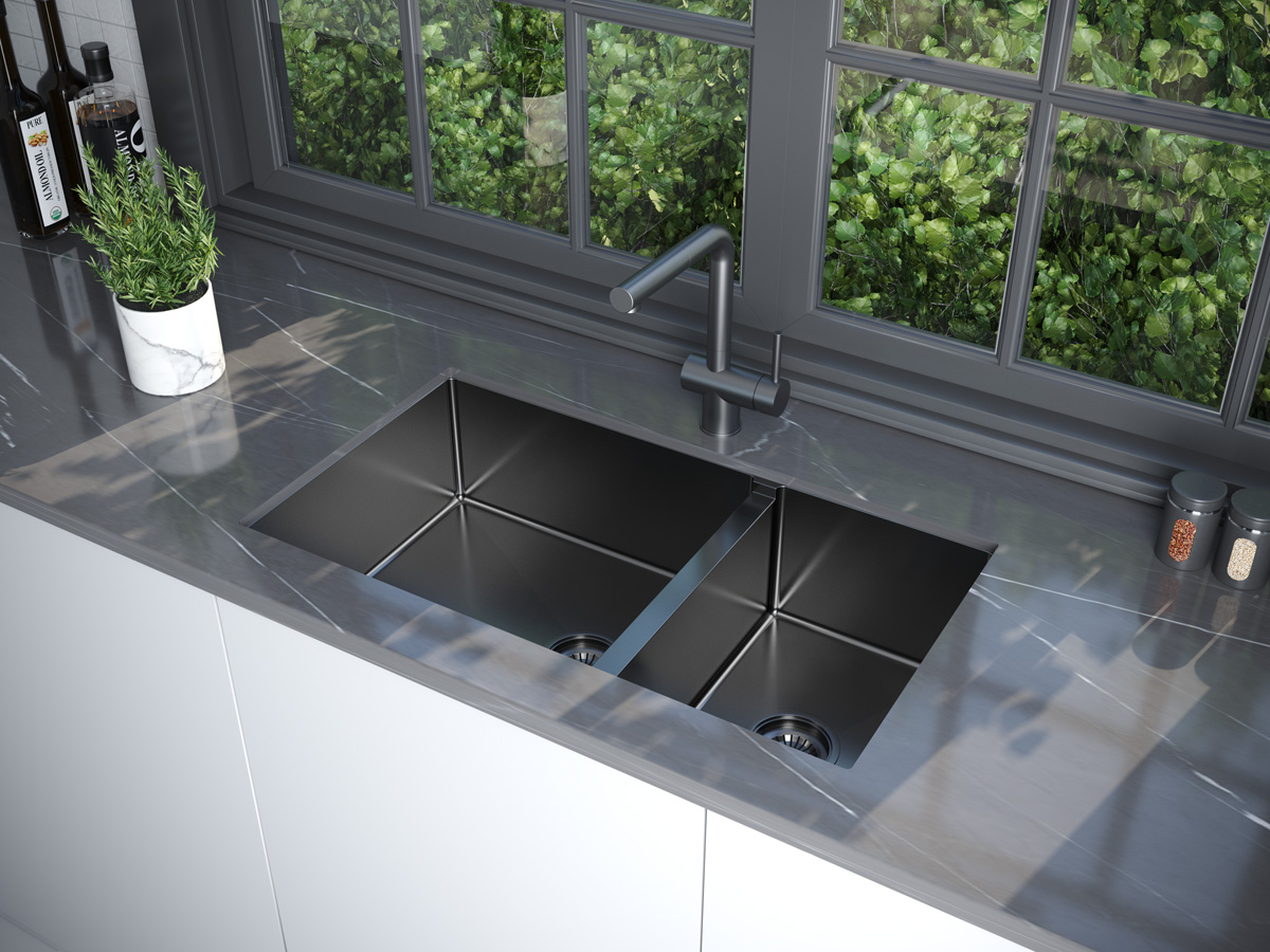 Мойка нерж. сталь gerberg 78/2s uni, pm227844-gm, вороненая сталь, 780х440мм, paulmark