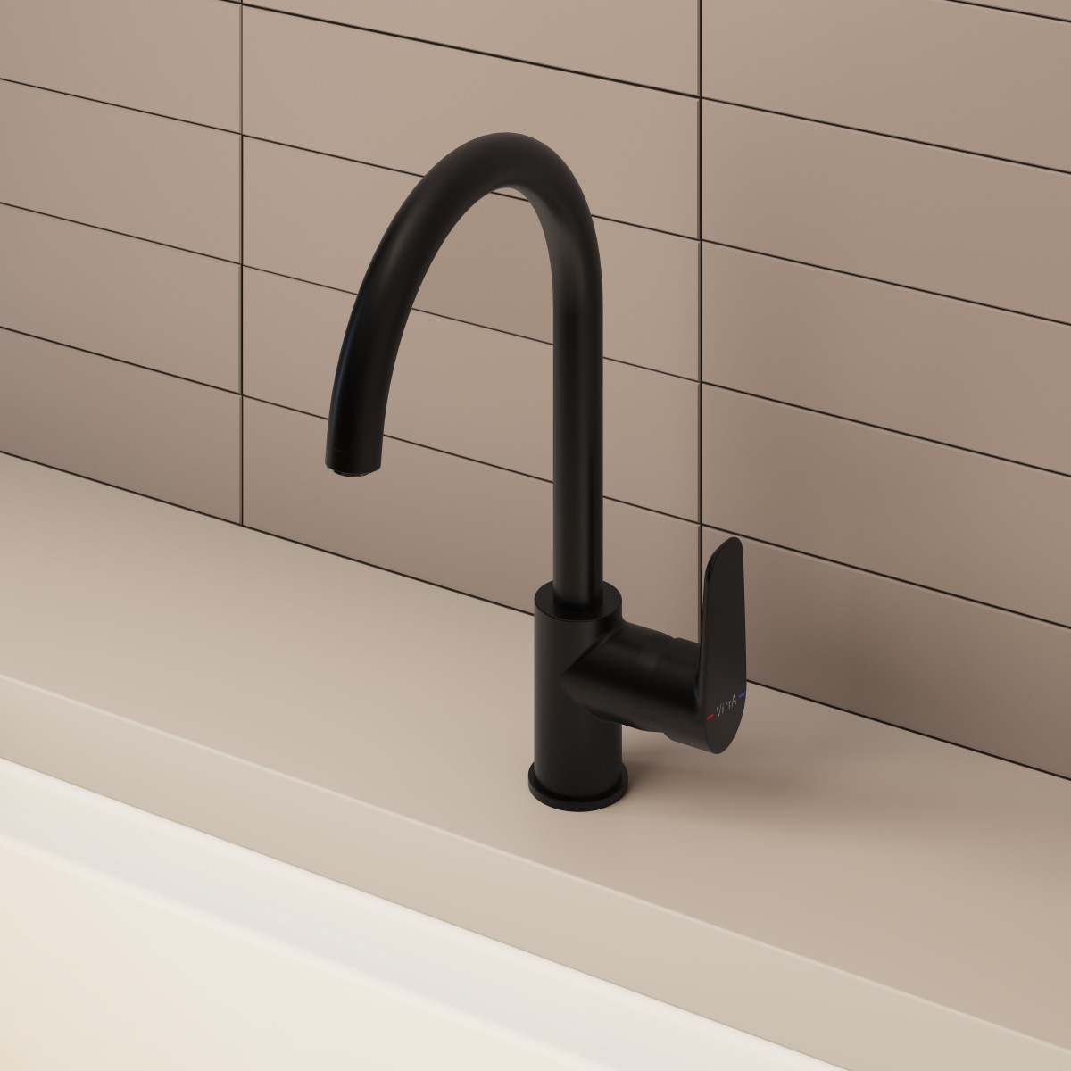 Смеситель для кухни VitrA Flow Soft A4341936EXP с поворотным изливом однорычажный матовый черный латунь