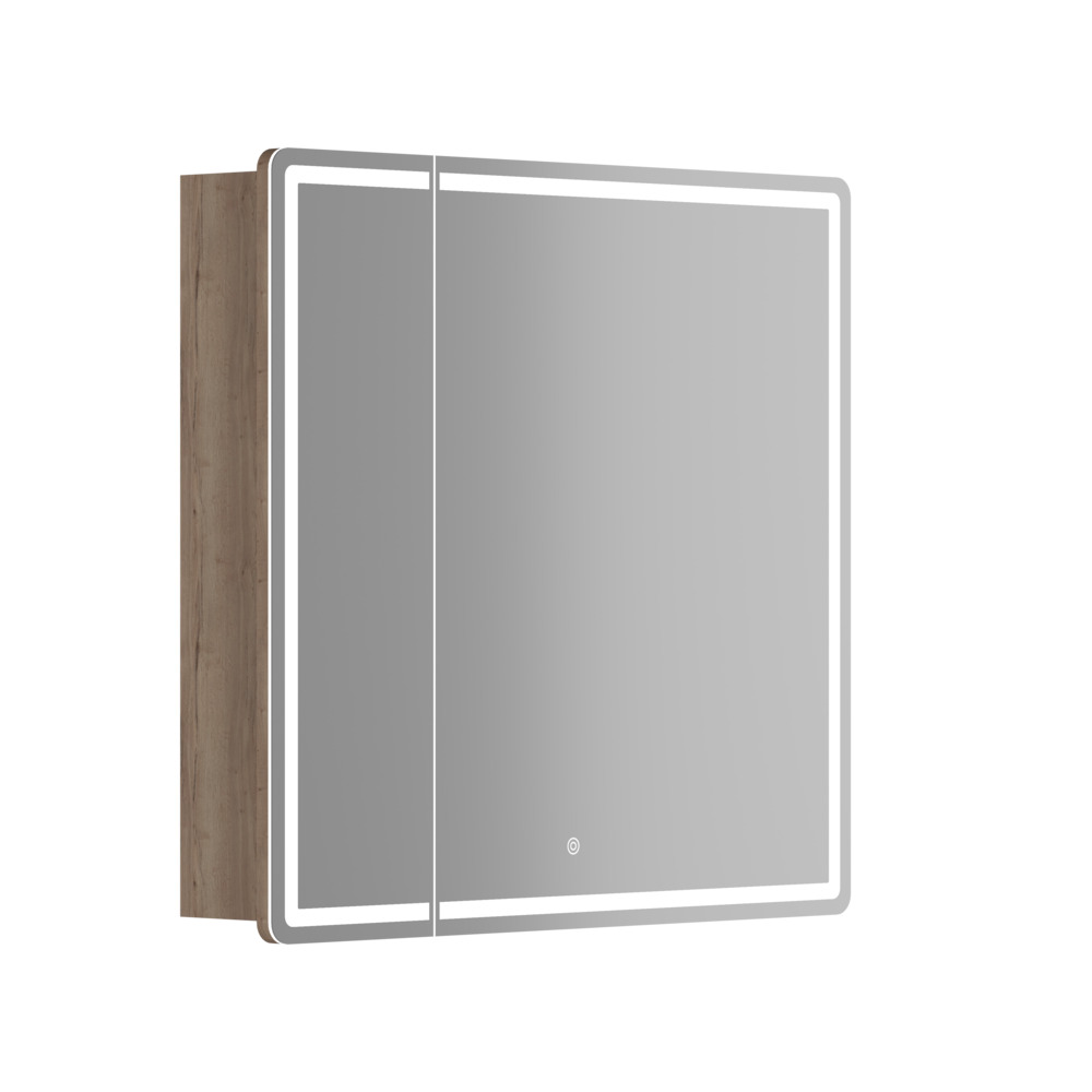 Зеркальный шкаф для ванной комнаты sancos mirror 790x150х740 мм, с led подсветкой, цвет дуб галифакс натуральный, арт. mi80eg