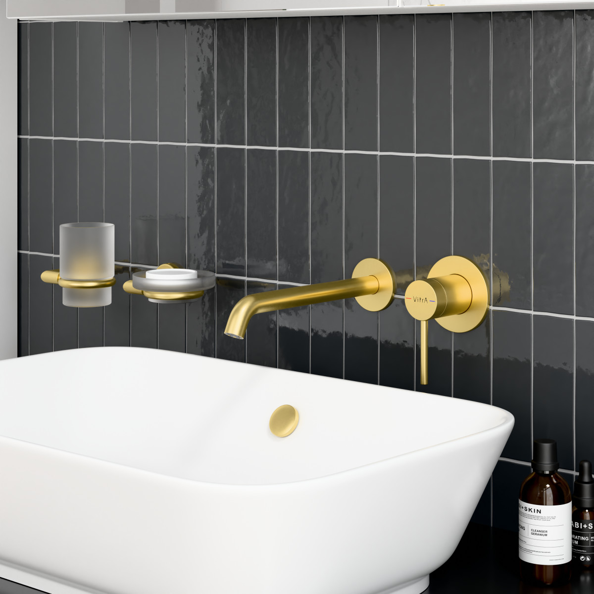 Встраиваемый смеситель для раковины VitrA Minimax Round A4354925EXP однорычажный брашированное золото латунь