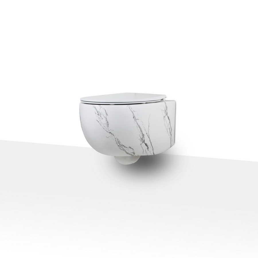 Унитаз подвесной безободковый aet dot 2.0, с креплениями, цвет белый матовый с эффектом мрамора s555t0r0v6481