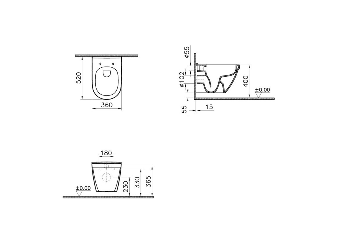 Подвесной унитаз VitrA S50 7740B003-0075 безободковый Rim-ex белый санитарный фарфор антибактериальное покрытие Hygiene