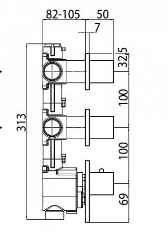 Bossini z030201000 встраиваемая часть термостата для душа и ванны на 2 выхода