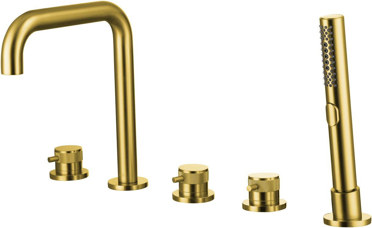 Смеситель на борт ванны allen brau priority 5.31007-gb (с внутренней частью) золото браш