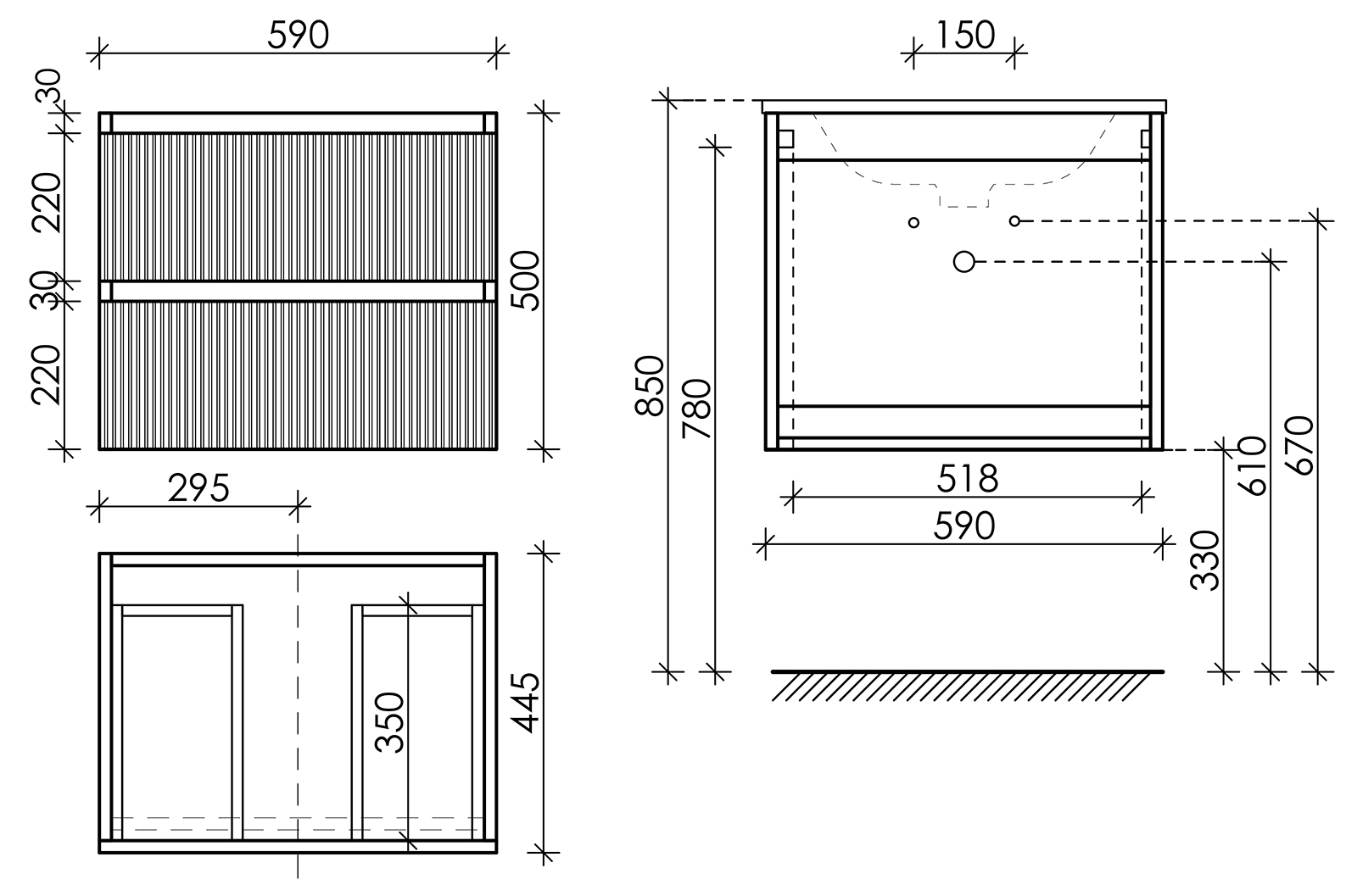 Тумба подвесная sancos snob r 590х445х500, c двумя ящиками оснащенными доводчиками, beige soft , арт.snr60ce