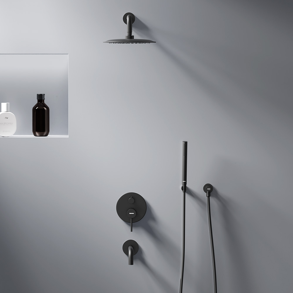 936510300 Scandinavian Pure встраиваемая душевая система  с ванно-душевым смесителем и изливом, чёрн