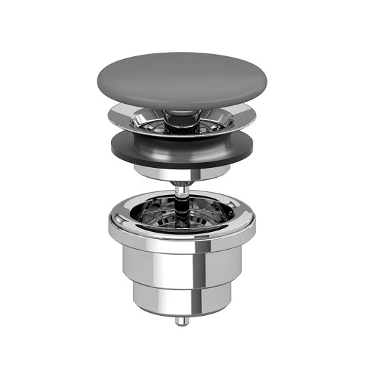 Незапираемый донный клапан с решеткой, 121 x 215 x 68 mm, Graphite CeramicPlus (графит)