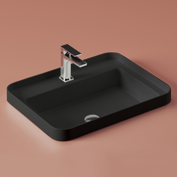 Раковина врезная сверху 153x605x455 черный матовый fuori scala artceram