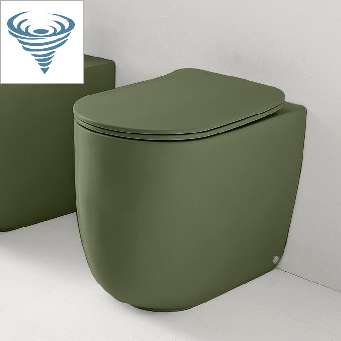 Kerasan nolita унитаз безободковый пристенный 55х35 см, tornado, с креплениями wb5n, цвет: verde muschio