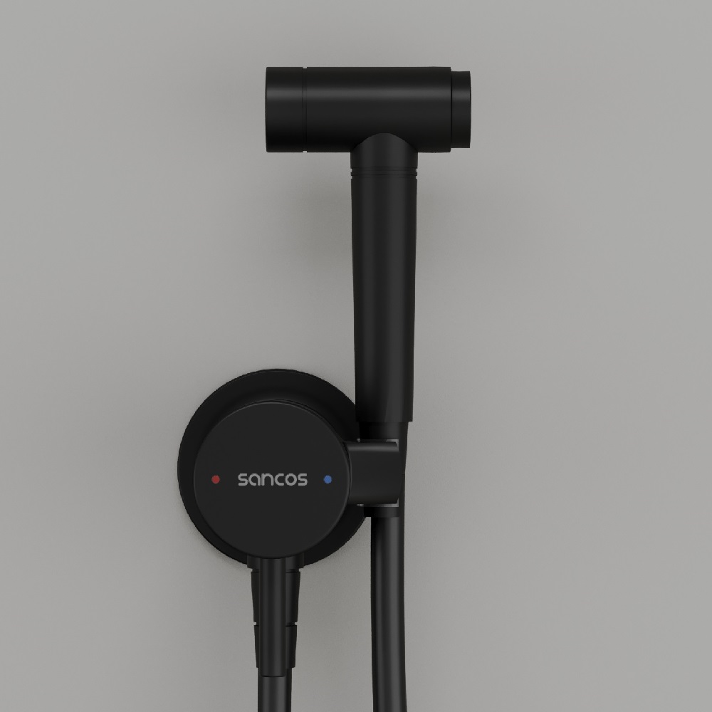 Гигиенический душ sancos atom со смесителем, цвет черный матовый, арт. sc2001mb