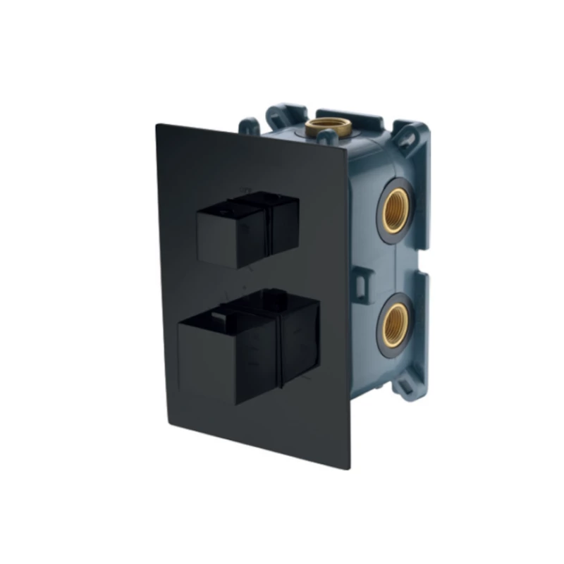 Смеситель термостатический для ванны/душа скрытого монтажа на 2 потребителя с внутренней частью imex gst22v/ng matt black