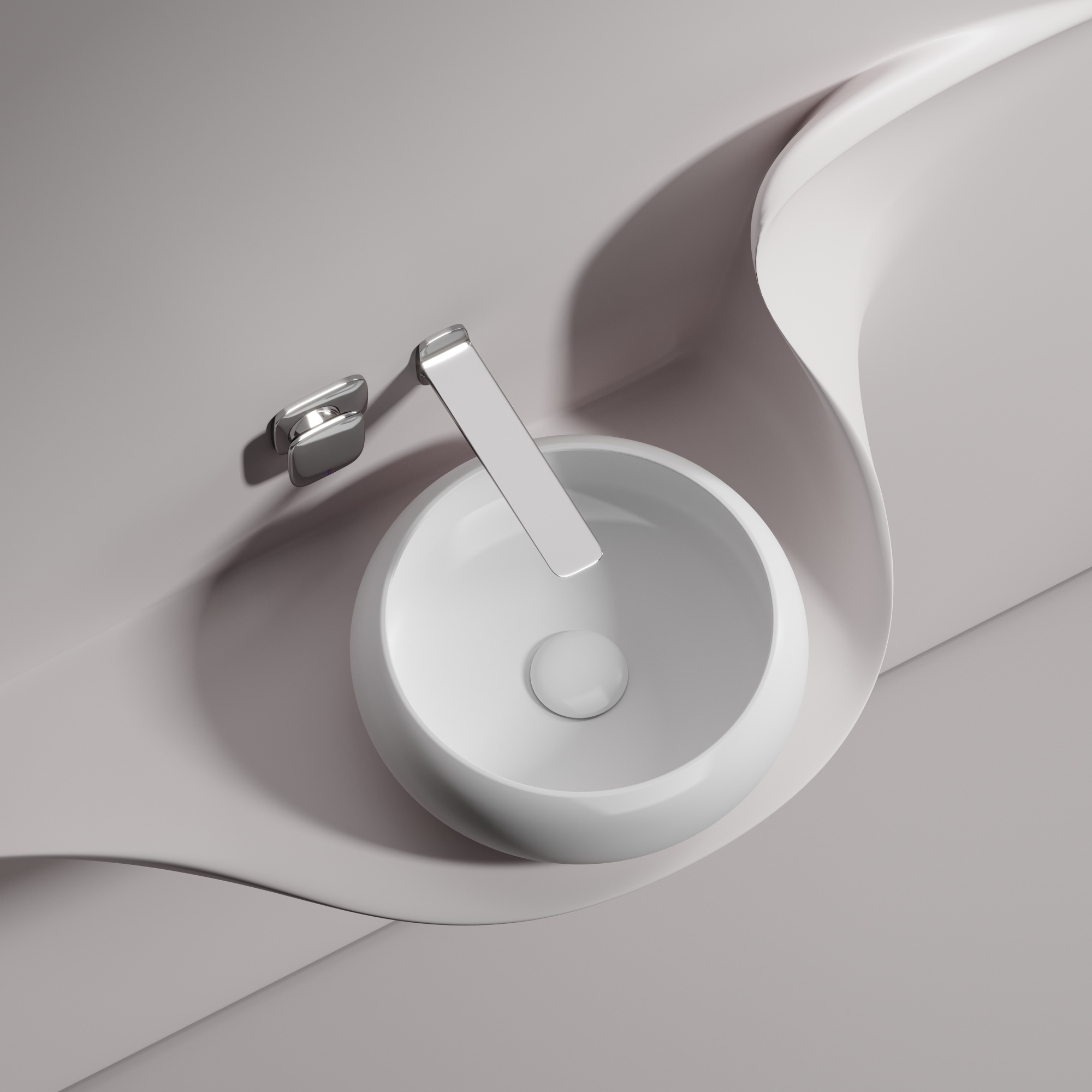 Умывальник чаша накладная круглая (цвет белый матовый) element 360x360x120мм