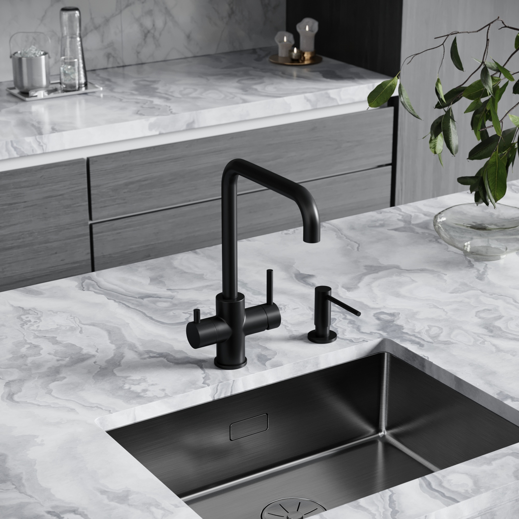 Смеситель для кухни SANCOS Vela с возможностью подключения фильтра для воды, цвет черный матовый, арт. SC4013MB